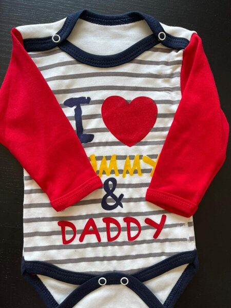 Garroku body/0-3 mēn./svītrains ar sarkanām rokām/I love mommy&daddy/Turcija