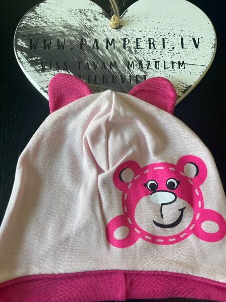 #CEPURE/sasienama/kokvilna/ar lāci+ausis/meit/bēša+rozā.ausis/6-18m