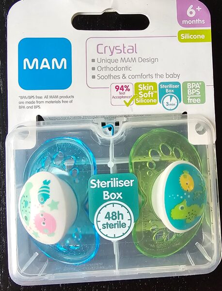 #Mam māneklīši 2gb/6+ mēn./silikona/zils un zaļs ar ūdens pasauli