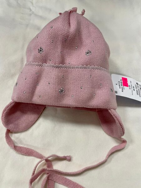 #Cepure/sasienama 48-50 cm/maigi veci rozā/ adīta ar spīdumiem/kokvilnas odere 5902497840877