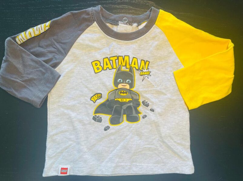 #krekls ar garām rokām/68cm/BATMAN/pelēks ar dzeltenu