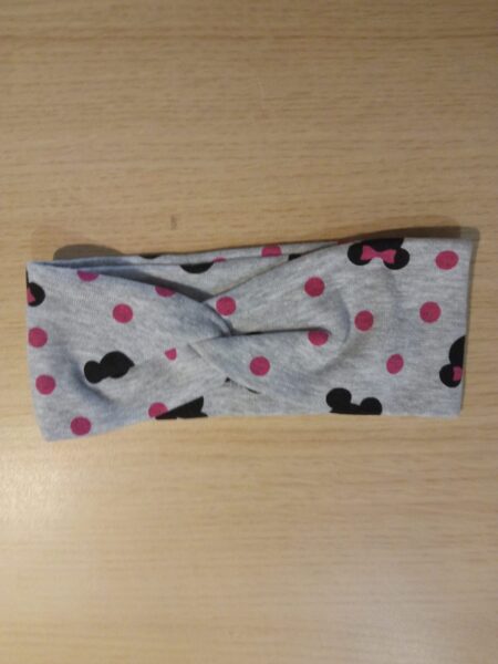 Galvas lenta meitenēm pelēks ar rozā aplīšiem un mikimauisi