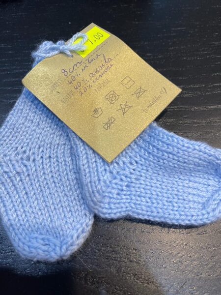 #adītas zeķītes/40%akrils/40%vilna/20%viskoze/8 cm/gaiši zilas