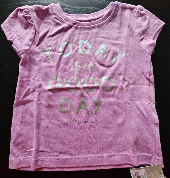 #īsroku krekls 80cm/9-12 mēn, violets ar uzrakstu TODAY IS A GOOD DAY