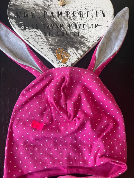 #CEPURE/sasienama/ar ausīm/kokvilna/46cm/rozā ar pelēkam ausīm 