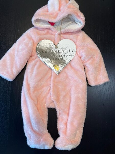 # Ratu kombinzons, rozā krāsā ar ausīm, pūkains 74 cm/6-9 mēn