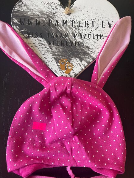 #CEPURE/sasienama/ar ausīm/kokvilna/46cm/rozā ar punktiem/gaiši rozā ausīm