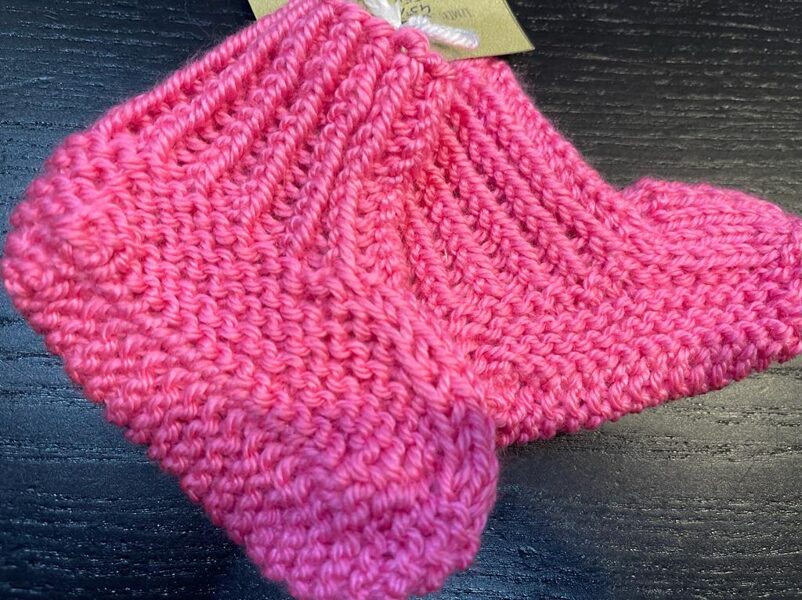 #adītas zeķītes-zābaciņi/45%akrils/55%vilna/rozā/9cm