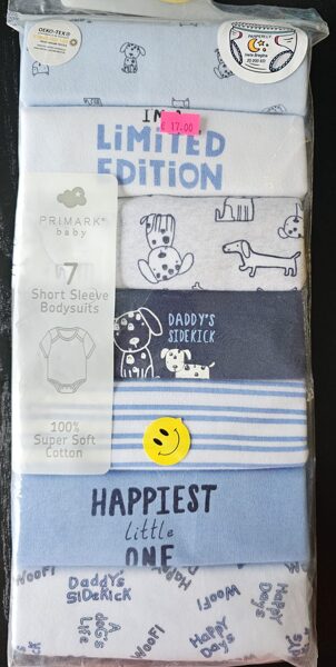 # īsroku bodyn 7 gab.  dažādas krāsa ar suņiem un uzrakstiem 80cm/9-12m.en.