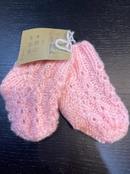 #adītas zeķītes/100%akrils/rozā ar rakstiem/10cm