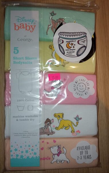 BODY ĪSROKU 5 GAB 74cm/6-9mēn., DAŽĀDAS KRĀSA AR KAĶI,LAUVU,BEMBIJU DISNEY