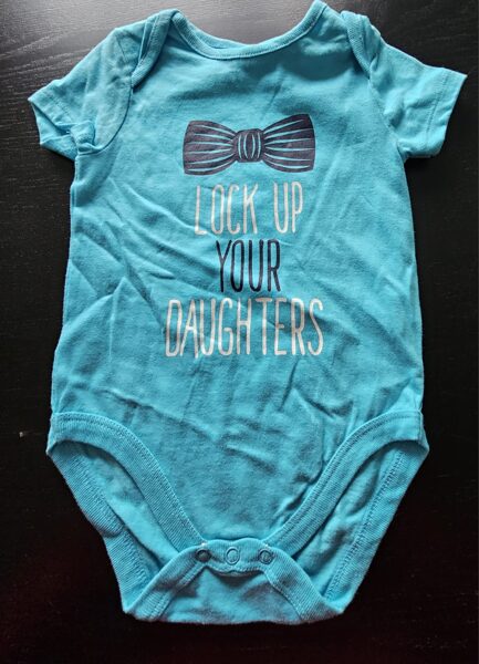 # bodi zilā krāsā ar uzrakstu LOCK UP YOUR DAUHTERS 74-80CM