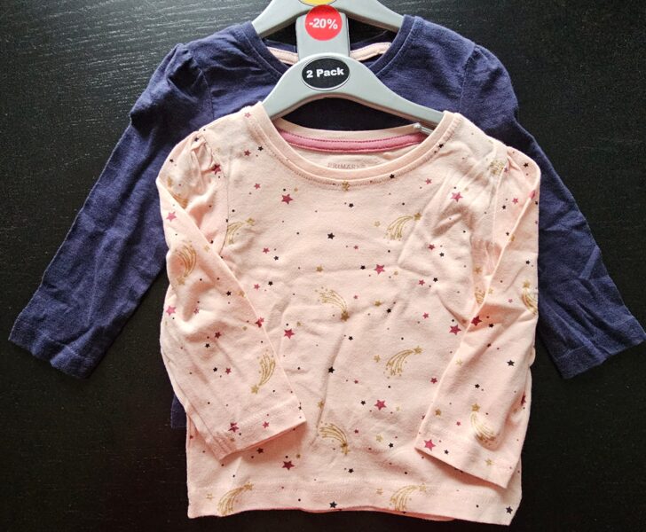 # garroku krekls 2 gab./80cm/9-12 mēn/ tumši zils un laša krāsā ar zvaigznēm