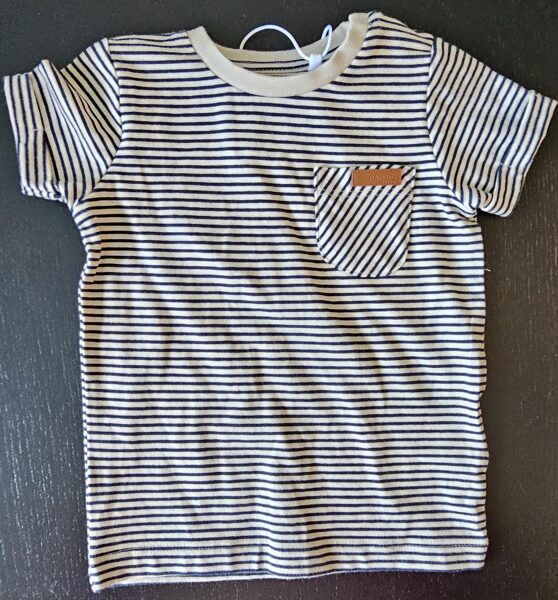 # īsroku krekls bēšā krāsā ar melnām strīpām 68 cm /NAME IT