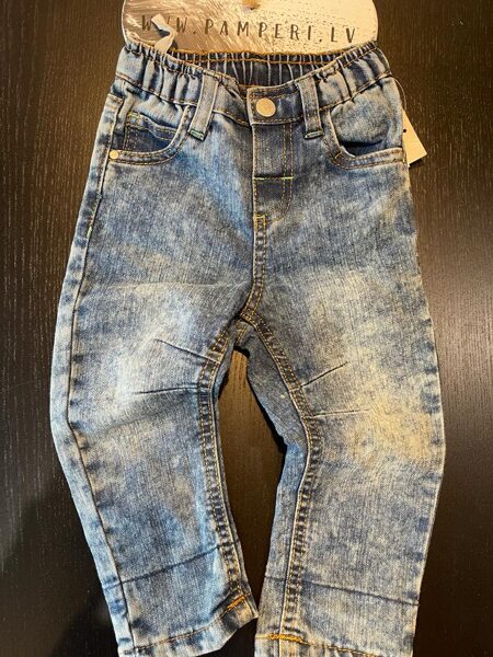 #DŽINSA BIKSES ZĒNIEM/6-9 MĒN./74CM/ ZILAS AR GUMIJOTU JOSTAS DAĻU