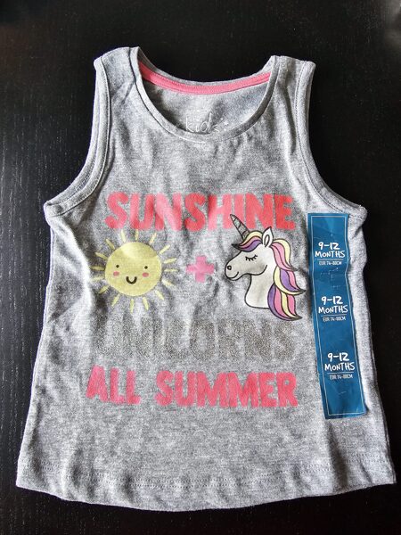 # bezroku krekls 74-80 cm pelēks ar vienradzi un sauli