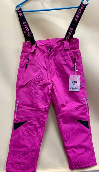 Ziemas bikses ar lencēm/140 cm/gaiši rozā ar pelēkiem un melniem elementiem