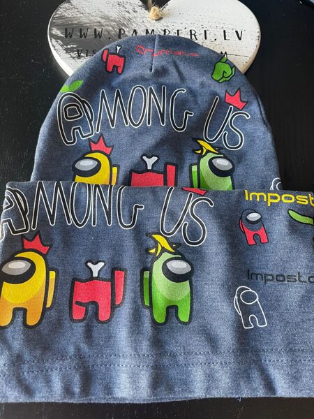 #Cepure ar tuneļšalli/1-2g/tumši pelēka/among us/plāna