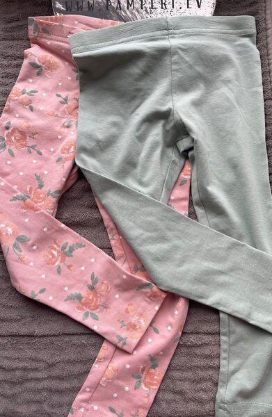 #LEGINGI 2GB/ZAĻI+ROZĀ AR ZIEDIEM/104CM/3-4G/PRIMARK
