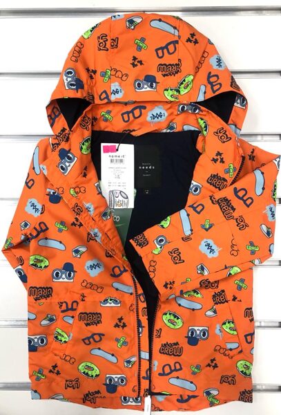 #Rudens jaka/98cm/Oranža ar kapuci, ar siltinājumu