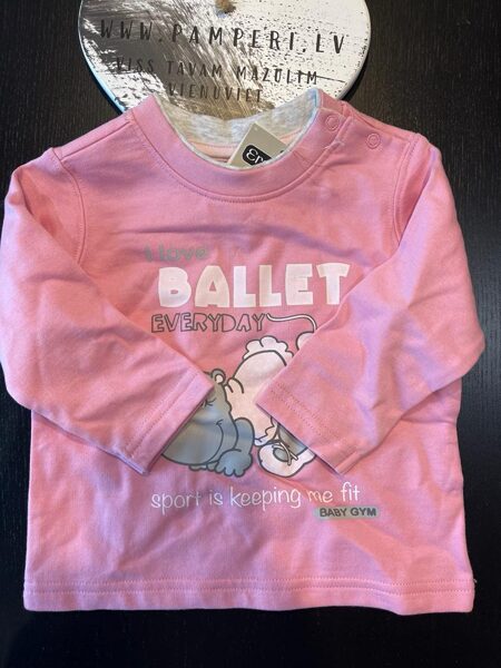 # siltināts garroku krekls rozā krāsā ar Nīlzirgu balerīnas kostīmā 74 cm