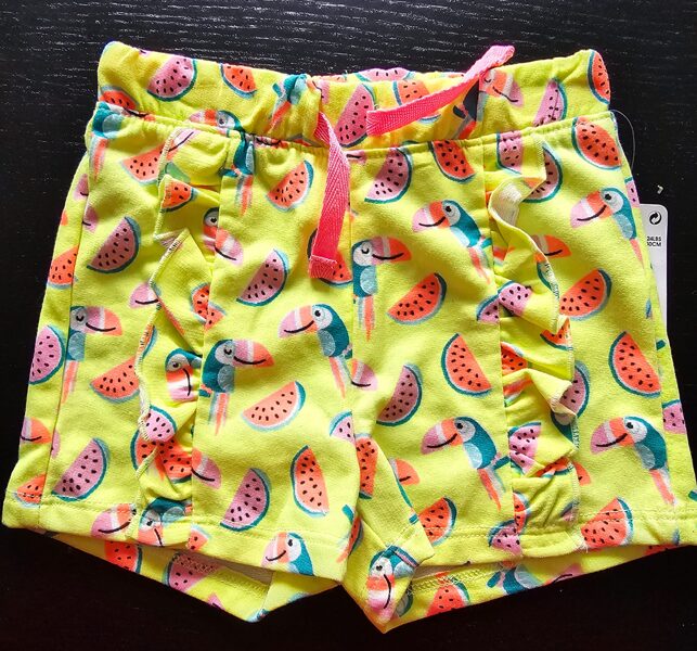 # šorti salāt zaļa krāša ar arbūziem un papagaiļiem 74-80cm