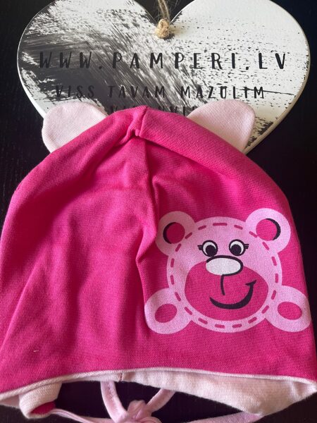 #CEPURE/sasienama/kokvilna/ar lāci+ausis/meit/rozā+rozigas ausis/6-18m