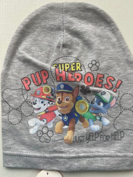 Puišu cepure/plāna/ GAIŠI pelēka/SUŅU PATRUĻA/3 sunīši/ platums 20 cm/dziļums 24 cm