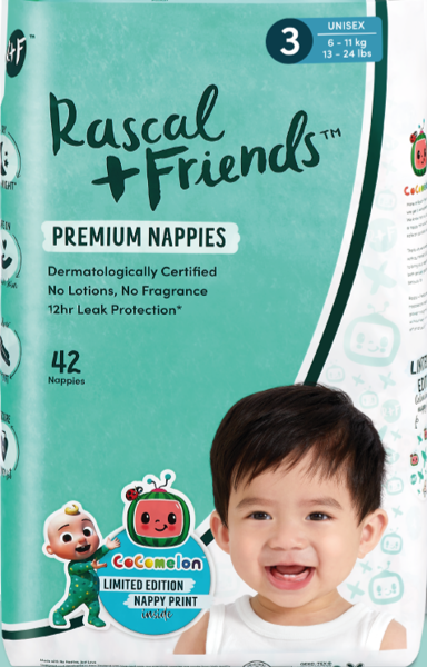 Rascal + Friends 3.izm. 42 gb 6-11 kg Premium Nappies/klipši