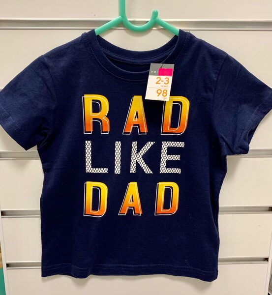 Īsroku krekls 2-3 gadi/98cm/Tumši zils ar uzrakstu Rad like Dad