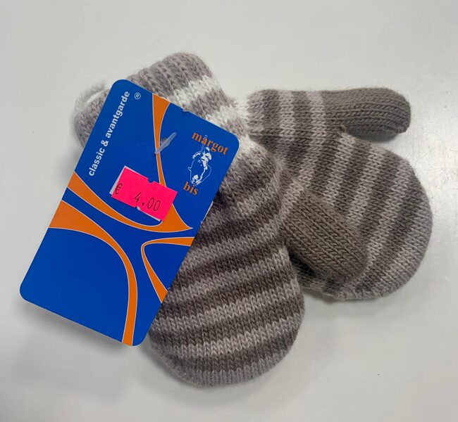 Siltie cimdi 2-4 gadi/Brūnganām svītrām.