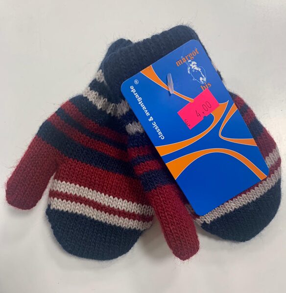 Siltie cimdi 2-3 gadi/Krāsas-tumši zilas, baltas, sarkanas svītras