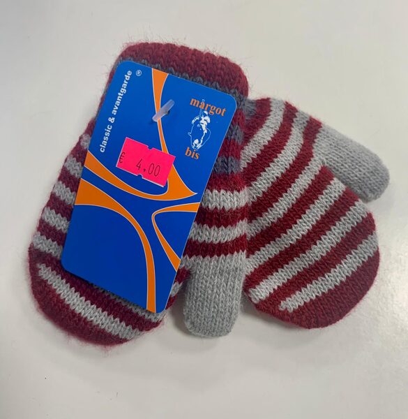 Siltie cimdi 2-4 gadi/Pelēki ar brūnām svītrām.