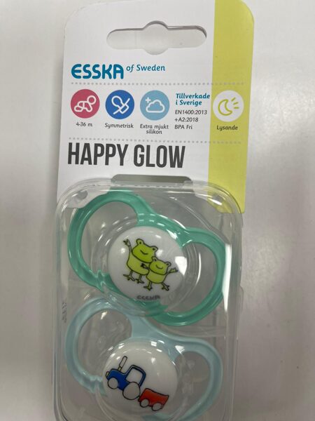 ESSKA/Happy glow knupīši 2gb/4-36 mēn./Gaiši zaļš ar vardēm+Gaiši zils ar traktoru.