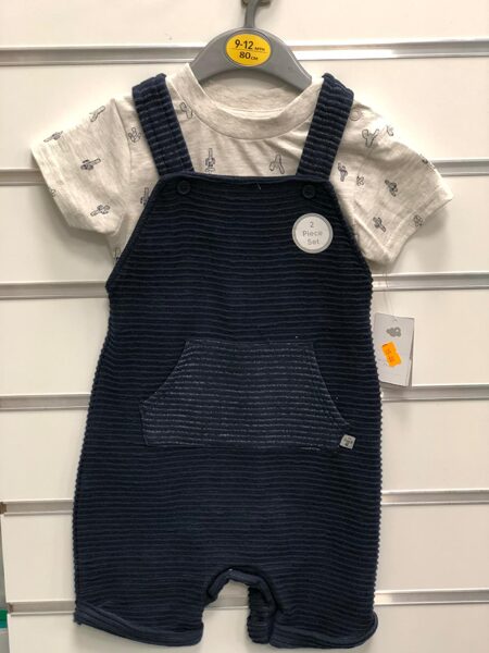 Vasaras komplekts 9-12 mēn./80cm/Bēšs body ar kaktusiem+tumši zils romperis.