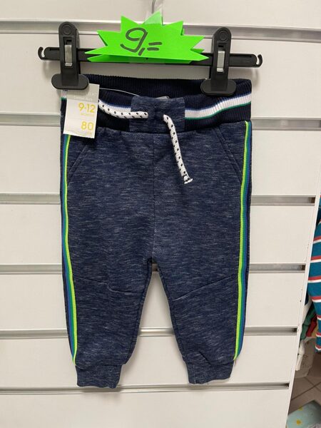 #Sporta bikses 9-12 mēn./80cm/Zilganas ar zaļām svītrām sānos.