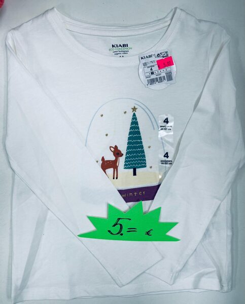 #GARROKU KREKLIŅŠ 5 GADI/108-113CM/BALTS AR EGLI UN STIRNU/KIABI