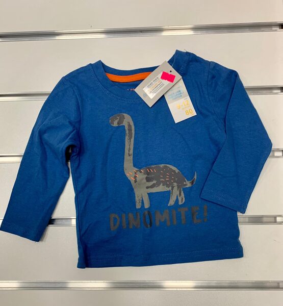 Garroku krekliņš 9-12 mēn./80cm/Zils ar dinozauru/Dinomite.
