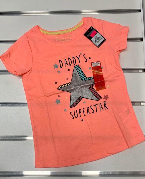 Īsroku krekliņš 6-7 gadi/122cm/Oranžs ar pelēku zvaigzni/Daddys Superstar.