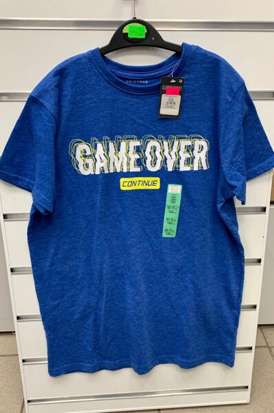 #Īsroku krekls 10-11 gadi/146cm/Zils ar uzrakstu Game over