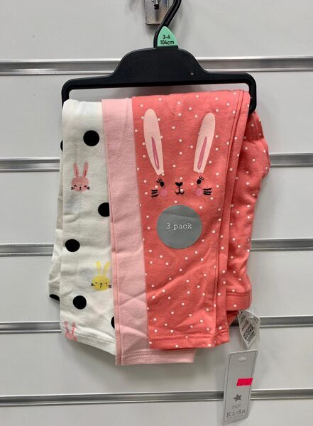 # LEGINGI 3GB/2-3 GADI/98CM/ Balts ZAĶIEM.,rozā un rozā ar baltiem punktiņiem