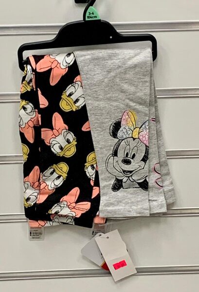 #LEGINGI 2GB/2-3 GADI/98CM/PELĒKI AR MINNIJU+MELNI AR DONALD DUCK.