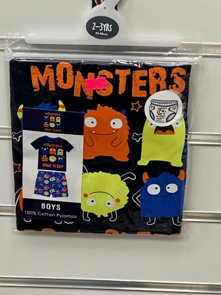 Pidžama zēniem/īsā/2-3 gadi/92-98cm/Melna augša+zila apakša/Monsters