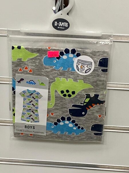 Pidžama zēniem/īsā/18-24 mēn./86-92cm/Pelēka ar dinozauriem.