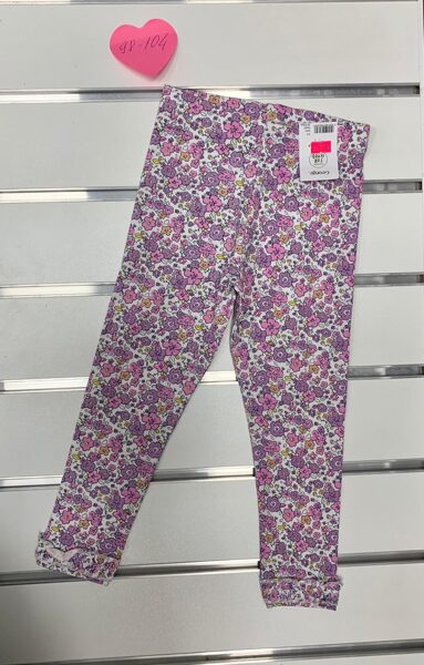 Legingi/3-4 gadi/98-104cm/Gaišas ar violetām puķēm.