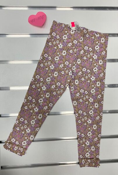 Legingi/3-4 gadi/98-104cm/Puķainas, violetīgas