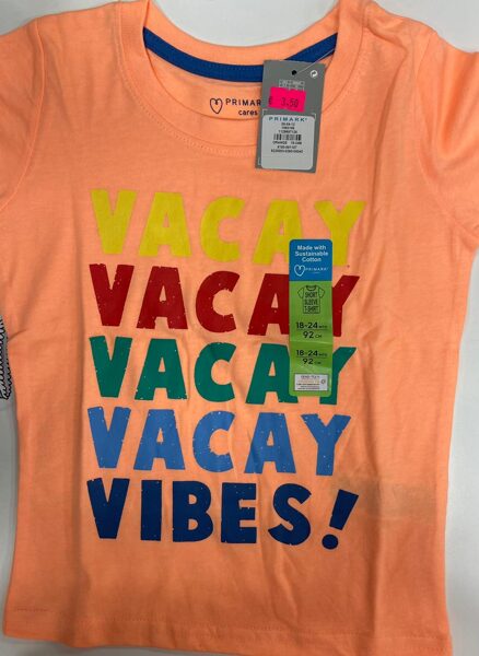Īsroku krekls 18-24 mēn./92cm/Oranžs ar uzrakstu Vacay Vibes!