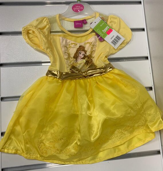 Kleita Princess/2gadi/92cm/Dzeltena, ar īsām rokām, ar zeltītu jostiņu.