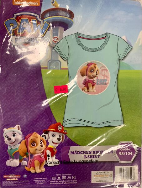 Īsroku krekliņš 3-4 gadi/98-104cm/Gaiši zaļš/PawPatrol.