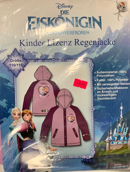 Lietus jaka meitenēm/110-116cm/Rozā ar bordo krāsas rokām/Frozen.